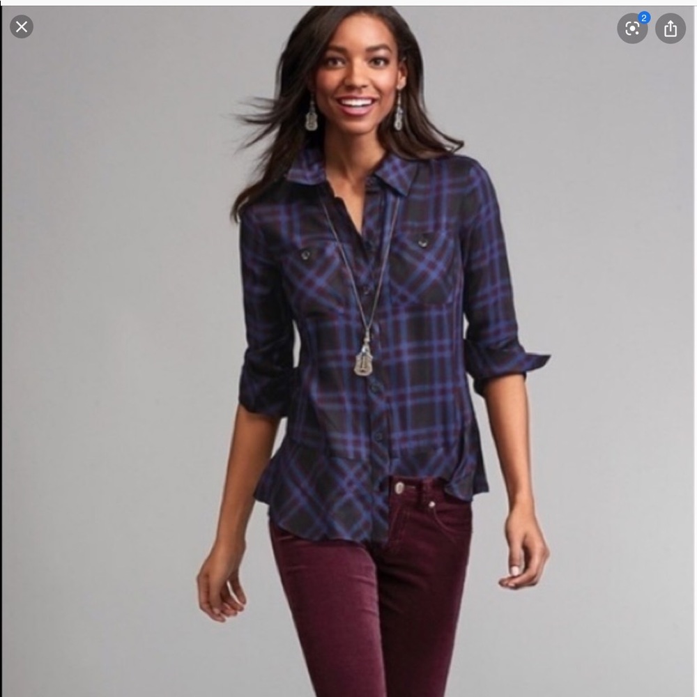 CAbi plaid peplum shirt